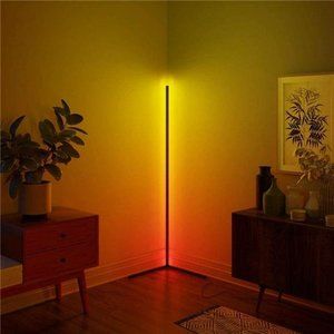 Corner Floor Lamp, Decoration Home Floor Lamp Dimming Standing Lamp (Black)